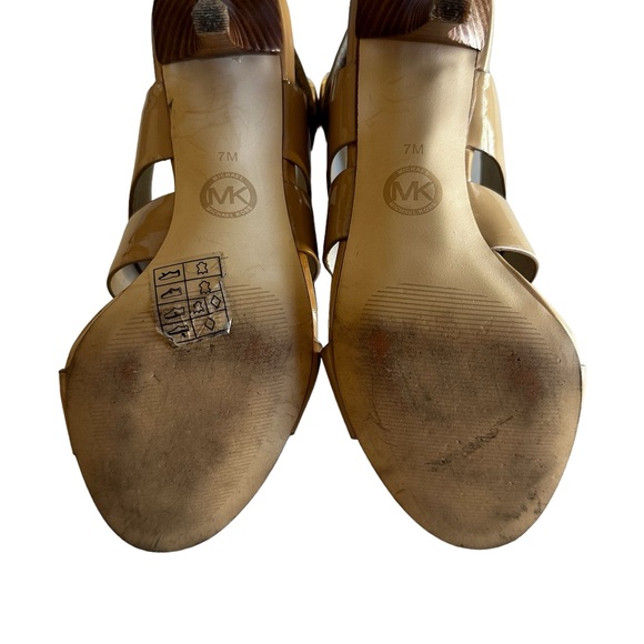 MICHAEL KORS JOSSELLE OPEN TOE WOMANS CAMEL LEATHER SHOE SZ 7M - Picture 9 of 13